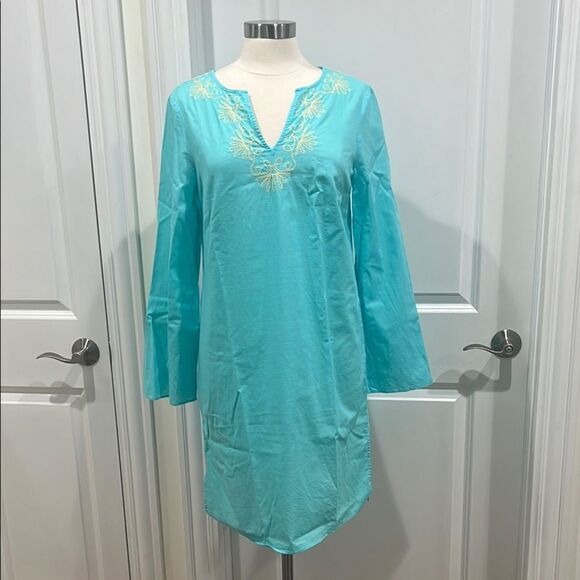 Lilly Pulitzer Elina Tunic Cover Up SHEER Embroidered Cotton Size Medium - Picture 2 of 11